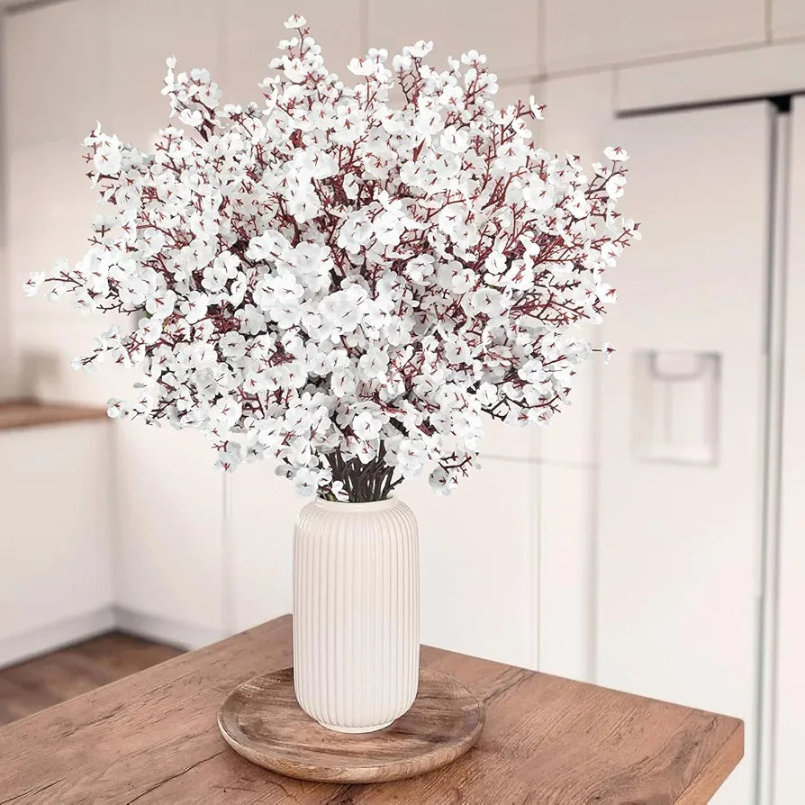 Silk Artificial Baby Breath Gypsophila Flower Stick Bunches for Vase Pot Pack Vase Not Included Of 5