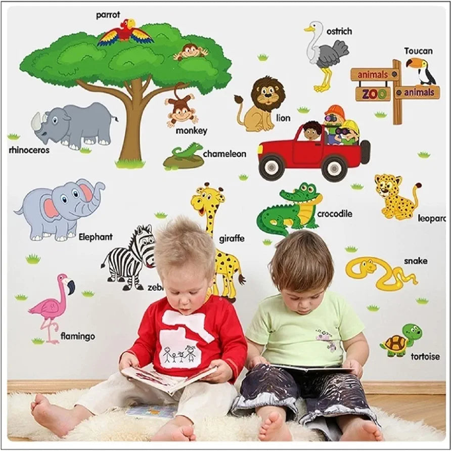 Jaamso Royals Multicolor Car Wall Stickers for Kids Room Pvc Vinyl -self-adhesive Bird And Tree Design Wallsticker
