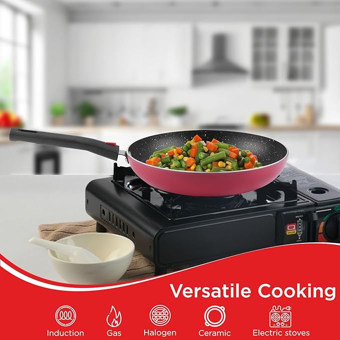 Vinod Popular Non Stick Frypan 24cm With Sturdy Riveted and Bakelite Handle Non Toxic