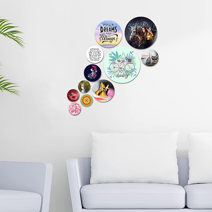 Artvibes Nature Designer Mdf Wooden Wall Hanging for Home | Set of 11