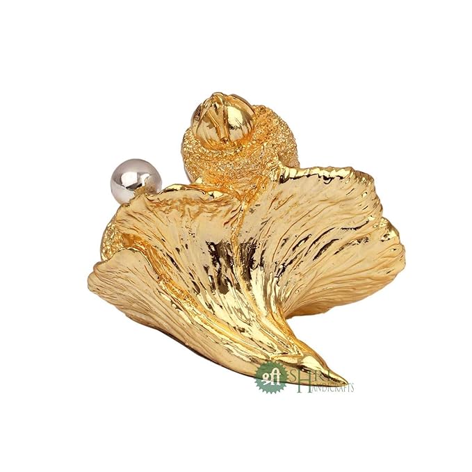 Indicast Lord Ganesha Idol Gold & Silver Plated Murti for Good Luck & Success Living Room Home and Office Decor & Gifts