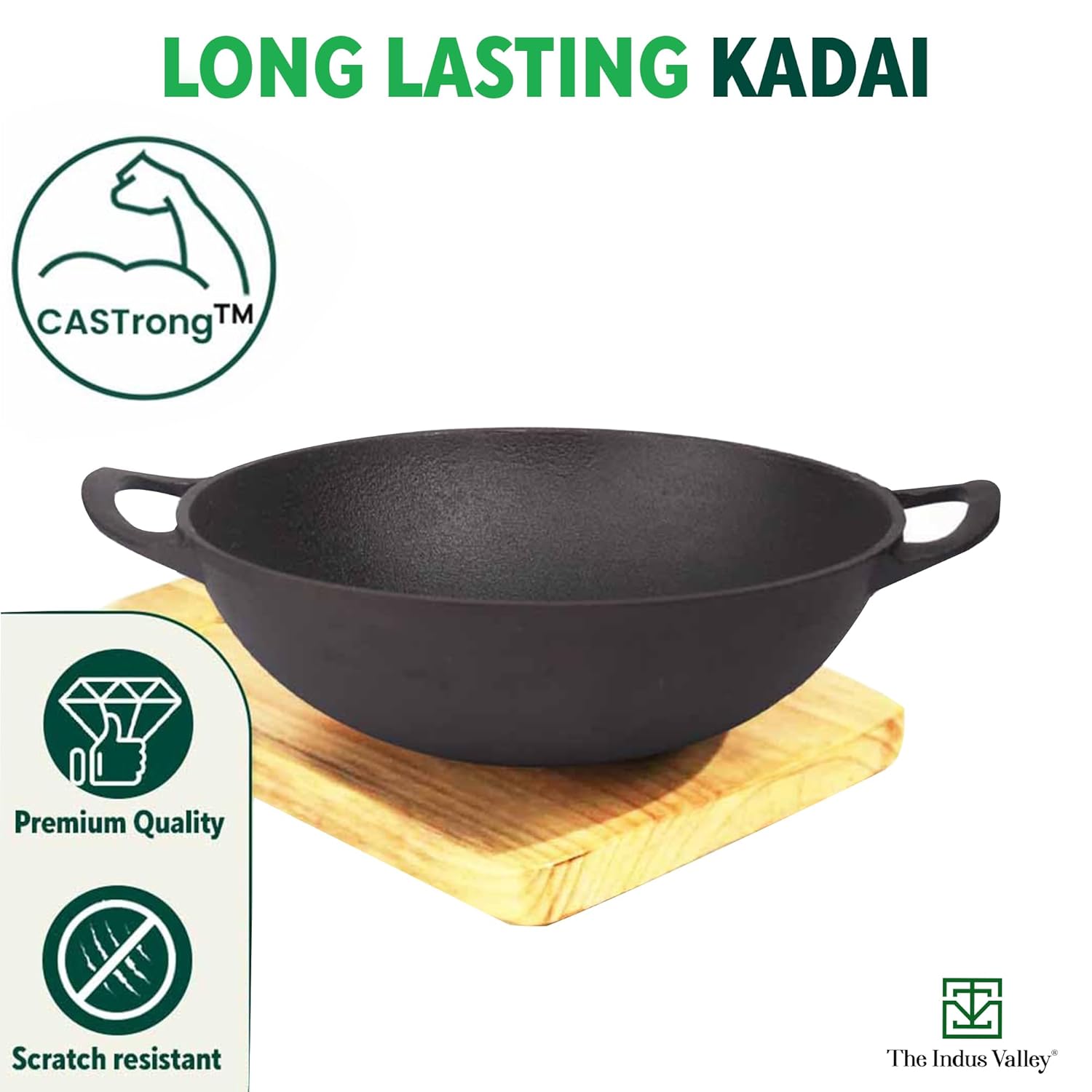 The Indus Valley Pre-Seasoned Cast Iron Kadai with Silicon Grip