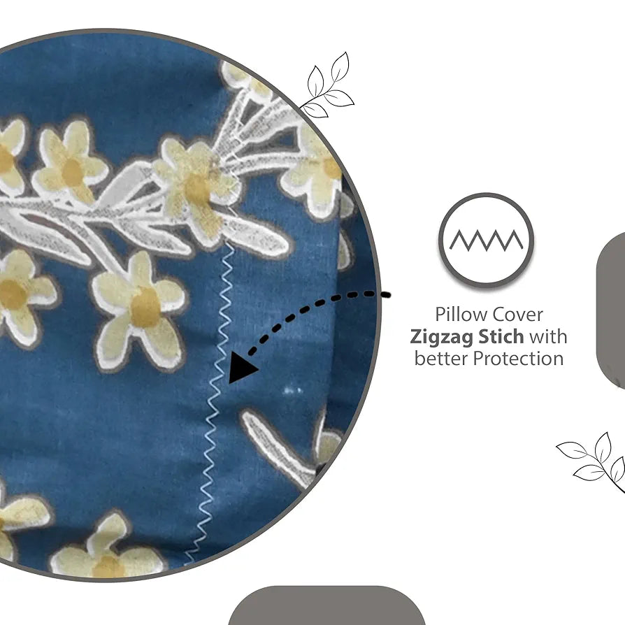 Divine Casa 144 TC Cotton Blue Super Soft King Size Bedsheet Every Day Use King Size Bedsheets Colour Minakari Navy