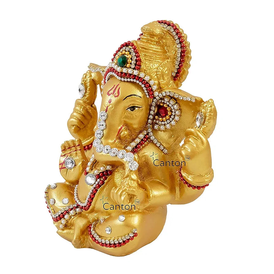 Jaipur Ace Sitting Vinayak Statue Golden Ganesh Idol Sitting Ganesha Golden