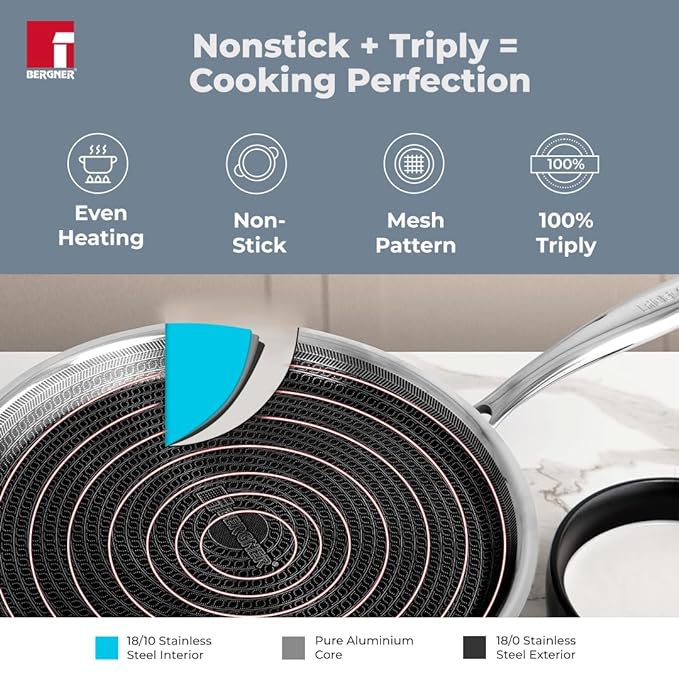 Bergner Hitech Prism TriPly Stainless Steel 30 cm Tawa