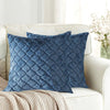 Luxe Home Cushion Cover Duble Side Rabbit Fur Diamond Design Covers Set of 2 Colour Blue