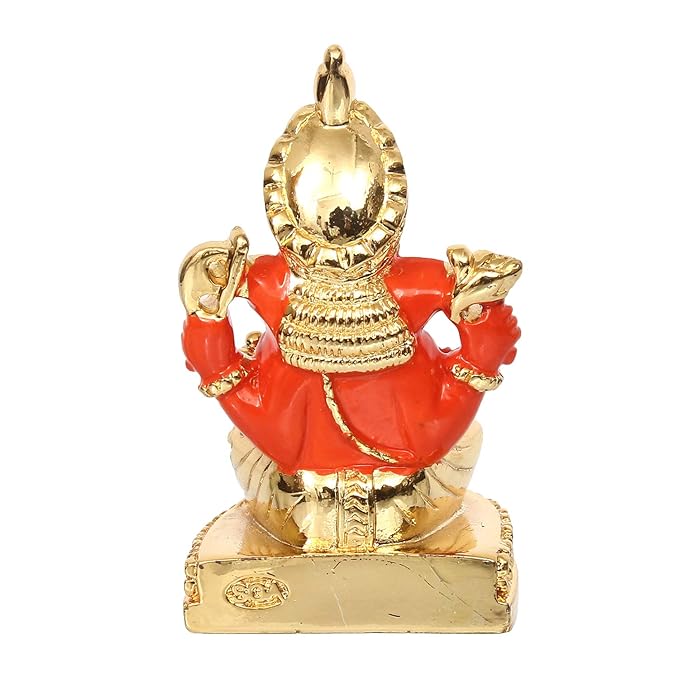 Ecraftindia Gold Plated Orange Siddhivinayaka Ganesha Decorative Showpiece
