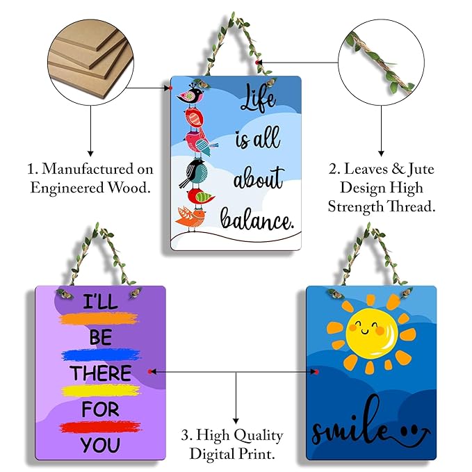 Sehaz Artworks Wooden Wall Hanging Decor Positve Vibe Home Decor Housewarming