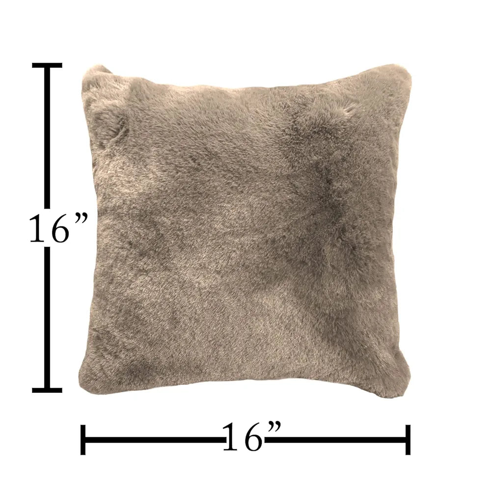 Luxe Home Cushion Cover One Side Rabbit Fur Plain Design Covers Set of 2 Colour Taupe