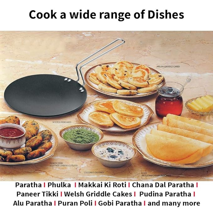 Hawkins Futura Tava Non Stick Tawa with Stainless Steel Handle Black