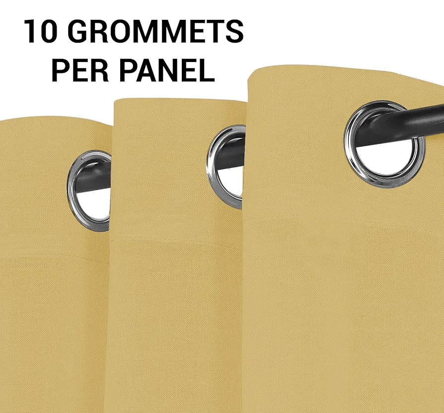 Cloth Fusion Plain Cotton Feel Sheer Door Curtains 7 Feet Long Set of 2 Semi-Transparent Lemon