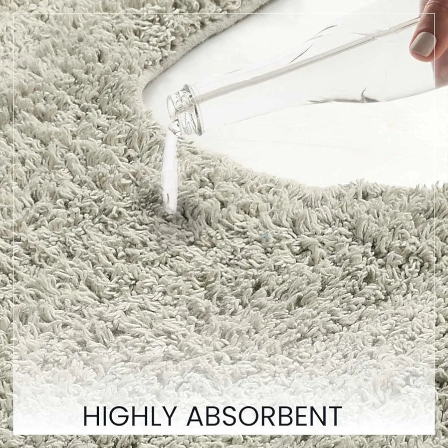 Sashaa World Solid Anti-skid Cotton Bathmat And Contour Set For Bathroom Colour Grey (Pack Of 2)