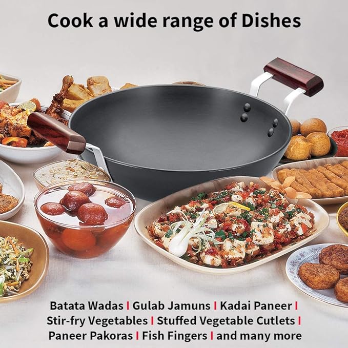 Hawkins Futura 2.75 Litre Deep Fry Pan Hard Anodised Kadai Round Bottom Kadhai