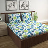 Divine Casa 144 TC 100% Cotton Double Bedsheet with 2 Pillow Covers Geometric Pattern Colour Blue Lagoon