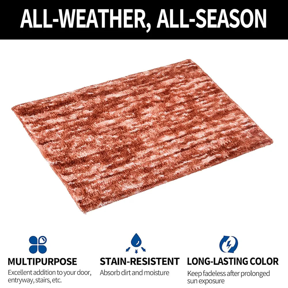 Kuber Industries Door Mat Multi Riyal Doormat Microfiber Entrance Mat Orange Colour