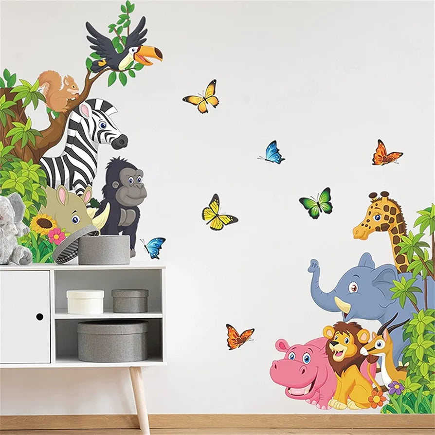 Jaamso Royals Forest Animal Tree Self-adhesive Vinyl Wall Sticker for Kids
