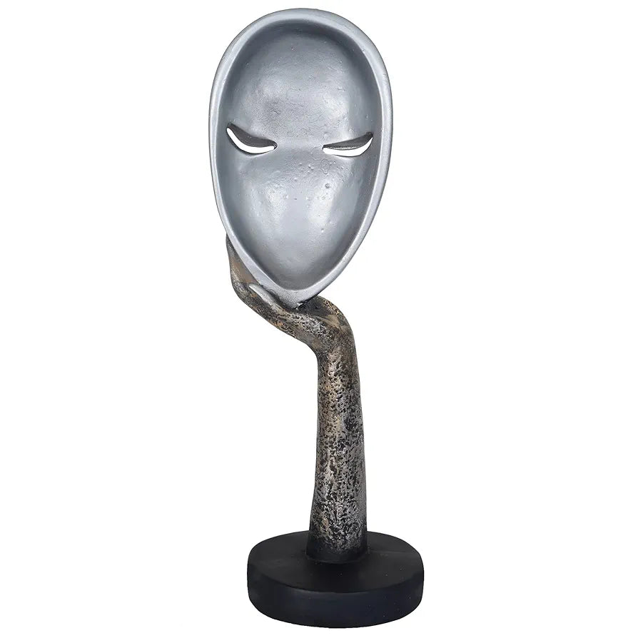 Zart Lady Face Silver Polyresin Showpiece  Use in Home Decor Gifts