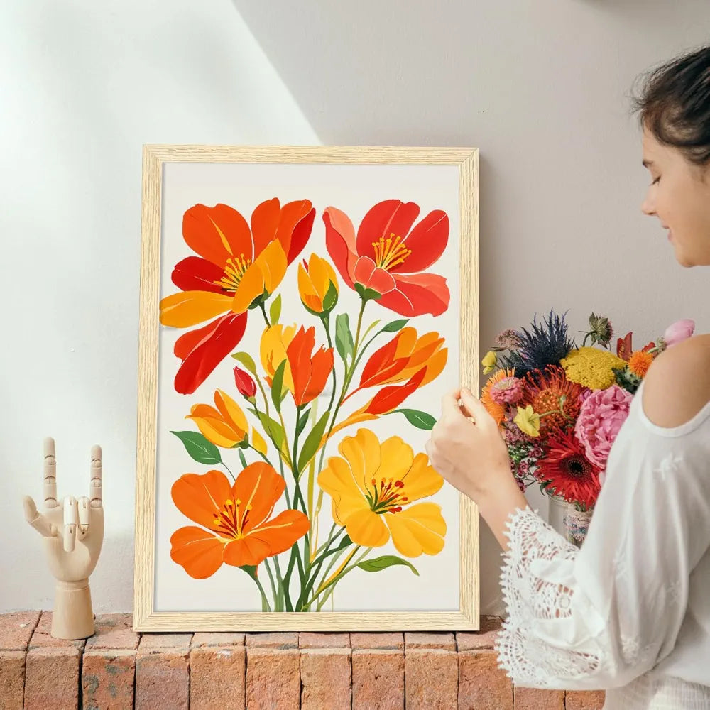 ArtX Paper Floral Art Paintings with Frame Flowers - 02 Set of 2