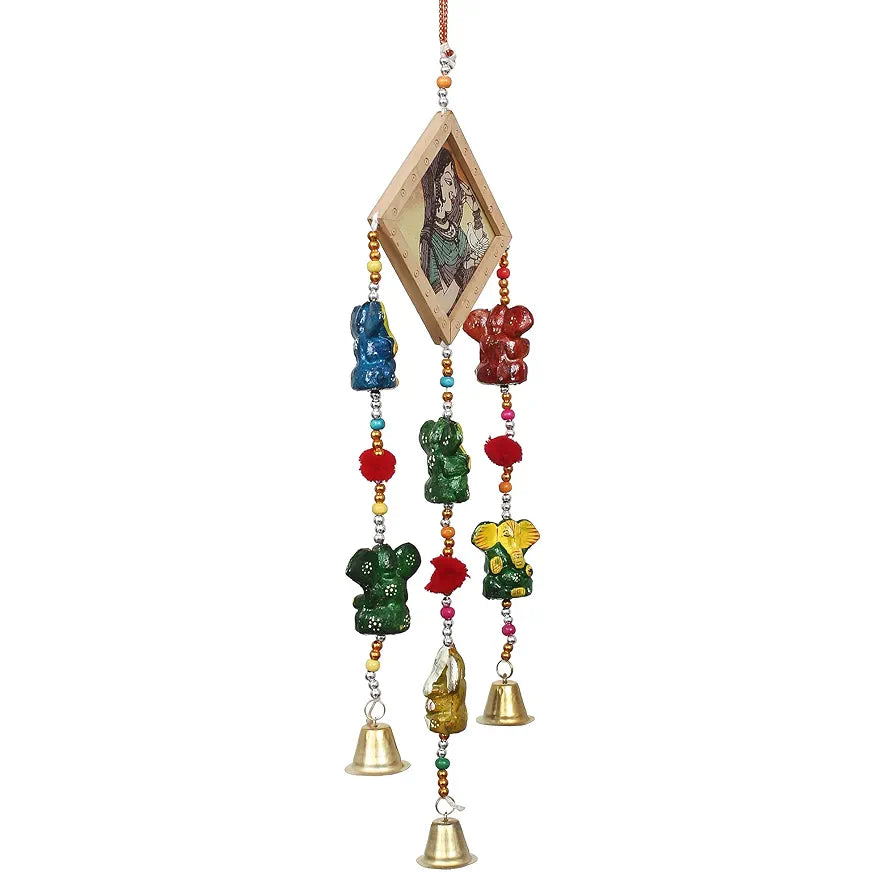 eCraftIndia Handcrafted Decorative Lord Ganesha Wall/Door/Window Hanging Bell STRGAN502