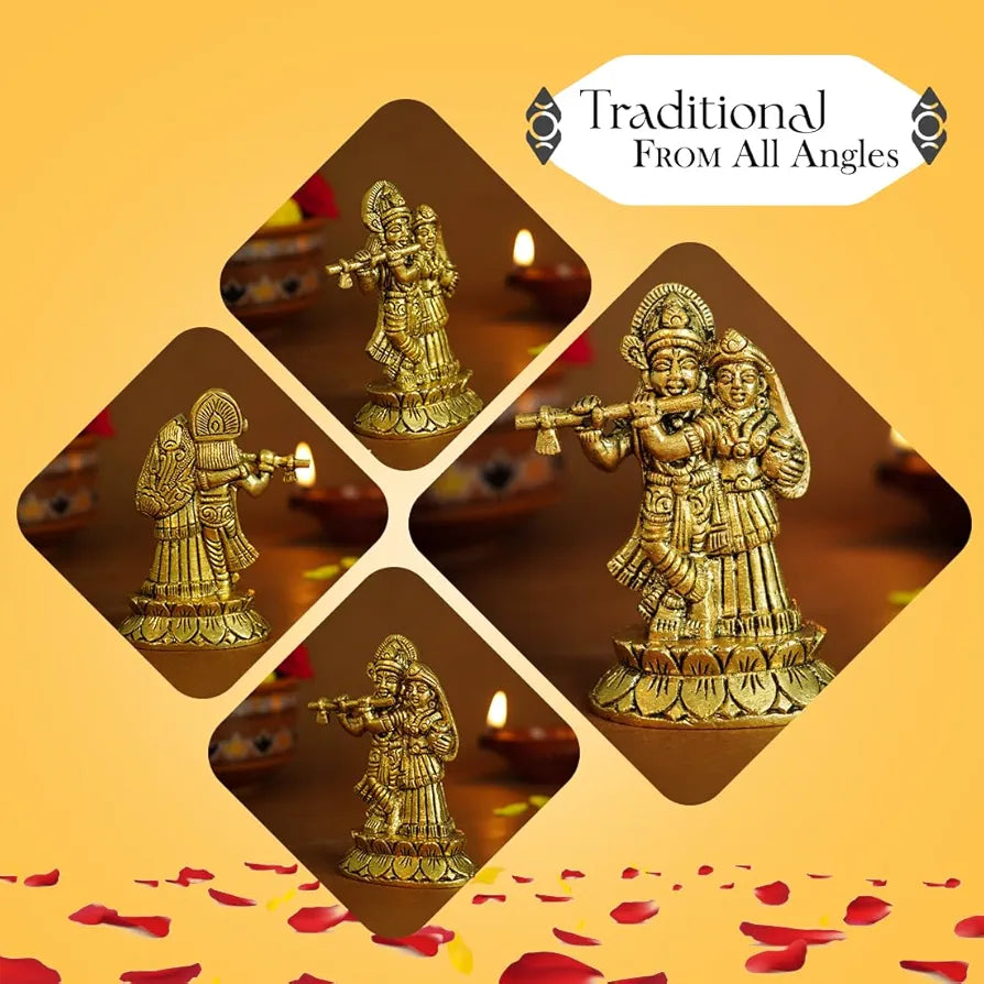 Ekhasa Pure Brass Radha Krishna Murti Radha Krishna Small