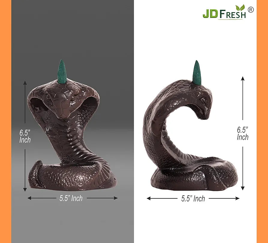 Jd Fresh Resin Snake Design Incense Holder Sheshnag With 30 Black Flow Cones