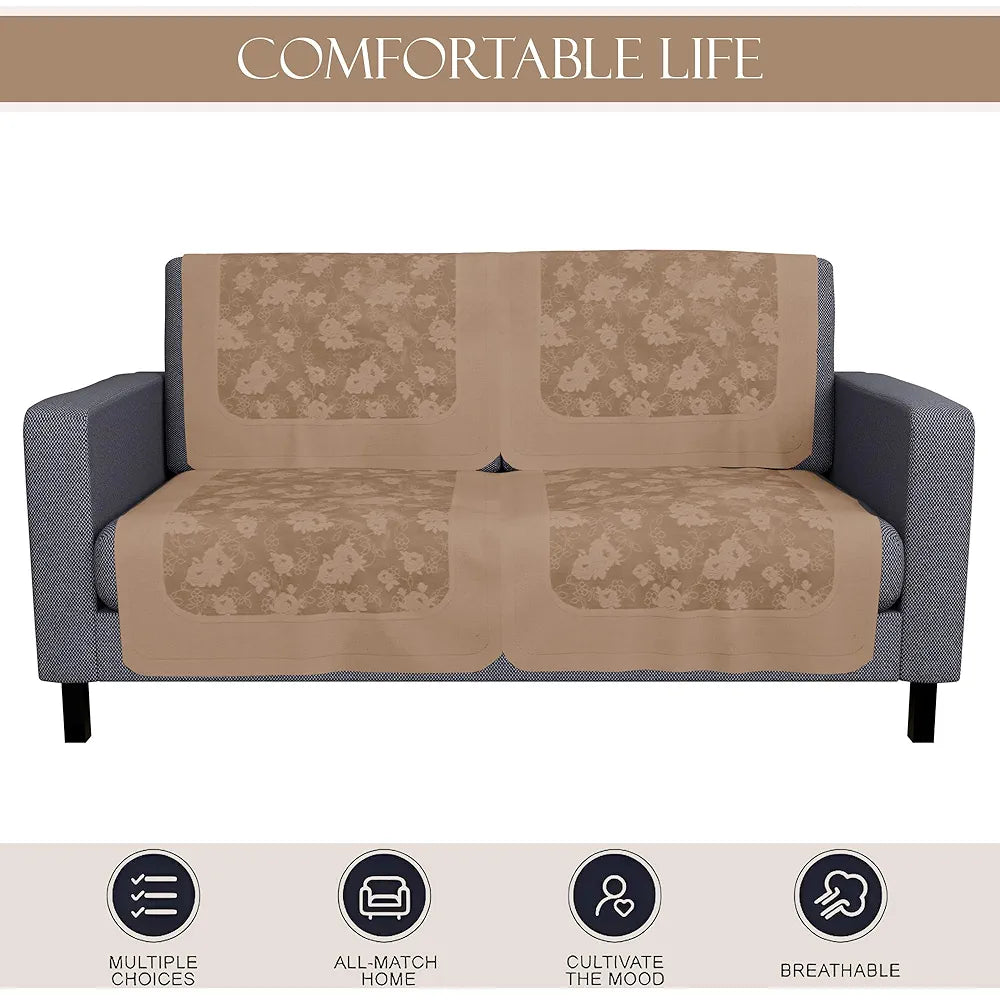 Kuber Industries Set of 4 Net Durable 2 Seater Sofa Covers for Living Room Self Net Hawaii Camel Brown