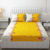 Fresh From Loom Double Bedsheet King Size Microfiber Rotary Printed with 2 Pillow Covers 144 TC Yellow White