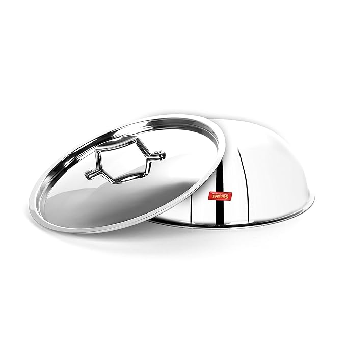 Sumeet Cook Smart Tri-Ply SAS Steel Aluminium Steel| 3 Layers Tasra with Lid (1.5 L| 22 cm)