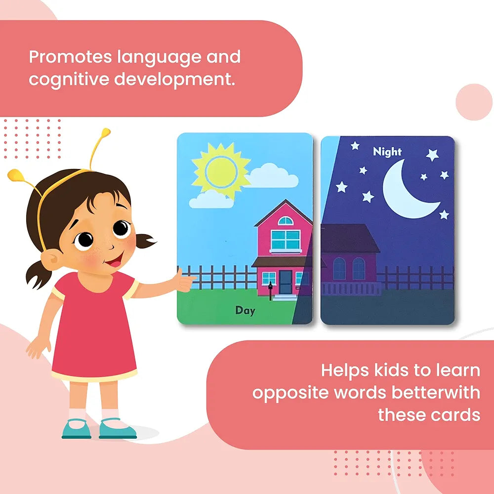 The Curious Bees - Opposite Words Flash Cards | 36 Laminated Cards | Age Group: 2-6 Years | Ideal for Early Learning at Home, Pre School and as a Fun Education Activity