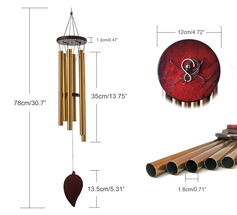 Wind Chimes 30 Inch 6 Rustproof Aluminum Tubes Large Deep Tone Wind Chimes