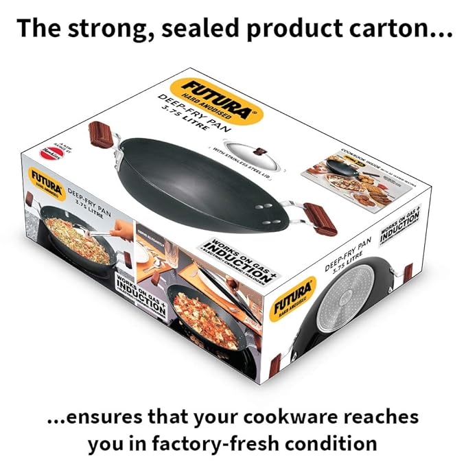 Hawkins Futura Hard Anodised Deep-Fry Pan 3.75 L, 30 cm, 4.06 mm with SS Lid