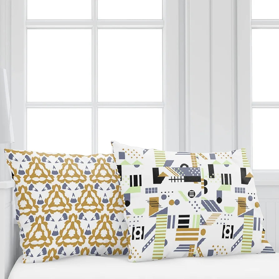 Divine Casa 144 TC Cotton Bedsheet for Double Bed with 2 Pillow Cover Colour Yellow & White