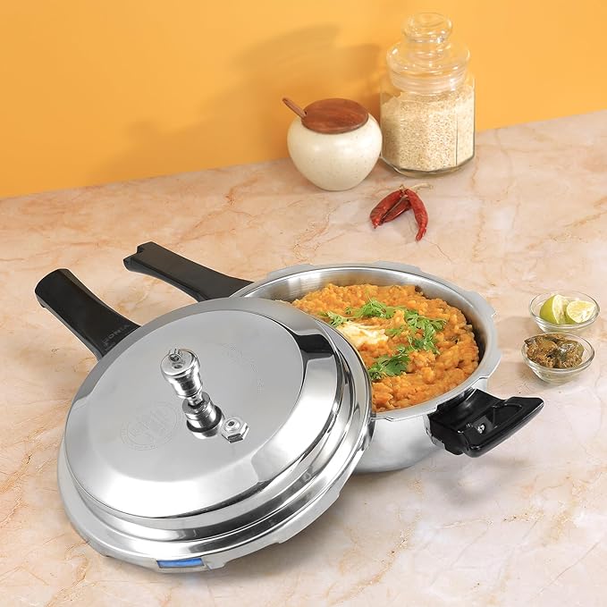 Vinod Platinum Triply Stainless Steel Outer Lid Pressure Cooker | 4.5 Litres | Senior Pressure Cooker | Induction Base Pressure Cooker