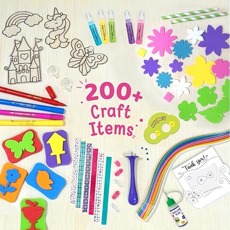 Imagimake Fabulous Craft Kit Arts Suncatcher Kits Kids Glass Painting Paper Quilling Kit Stamp Kids