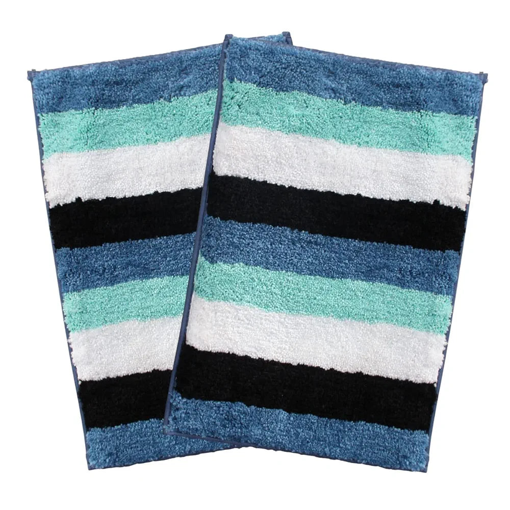 Luxe Home Jericho Doormat 2500 GSM Super Soft Microfiber, Anti-Skid Mat Colour Ocean 40x60 cm (Pack of 2)