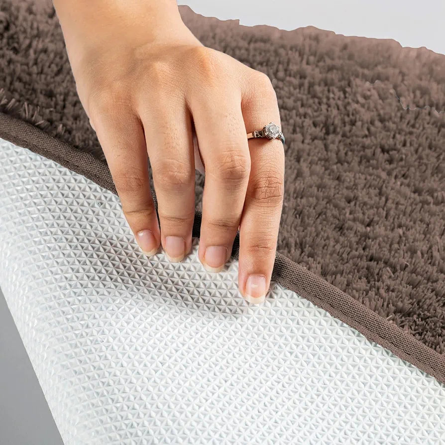 Luxe Home International Bath Mat Super Soft Ultra Absorbent Rectangular Mat Brown (Pack of 2)