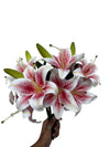 Lifelike Artificial Lily Flower Bunch Perfect for Vase/Pot Decoration 36 cm Height Set of 4 Stems