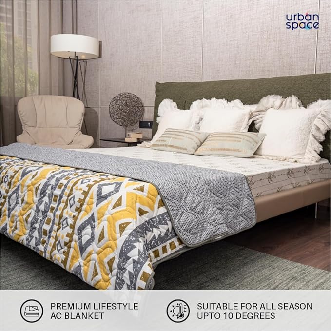 Urban Space Double Bed Comforter Soft Lightweight Reversible Printed AC Blanket Colour Newyork
