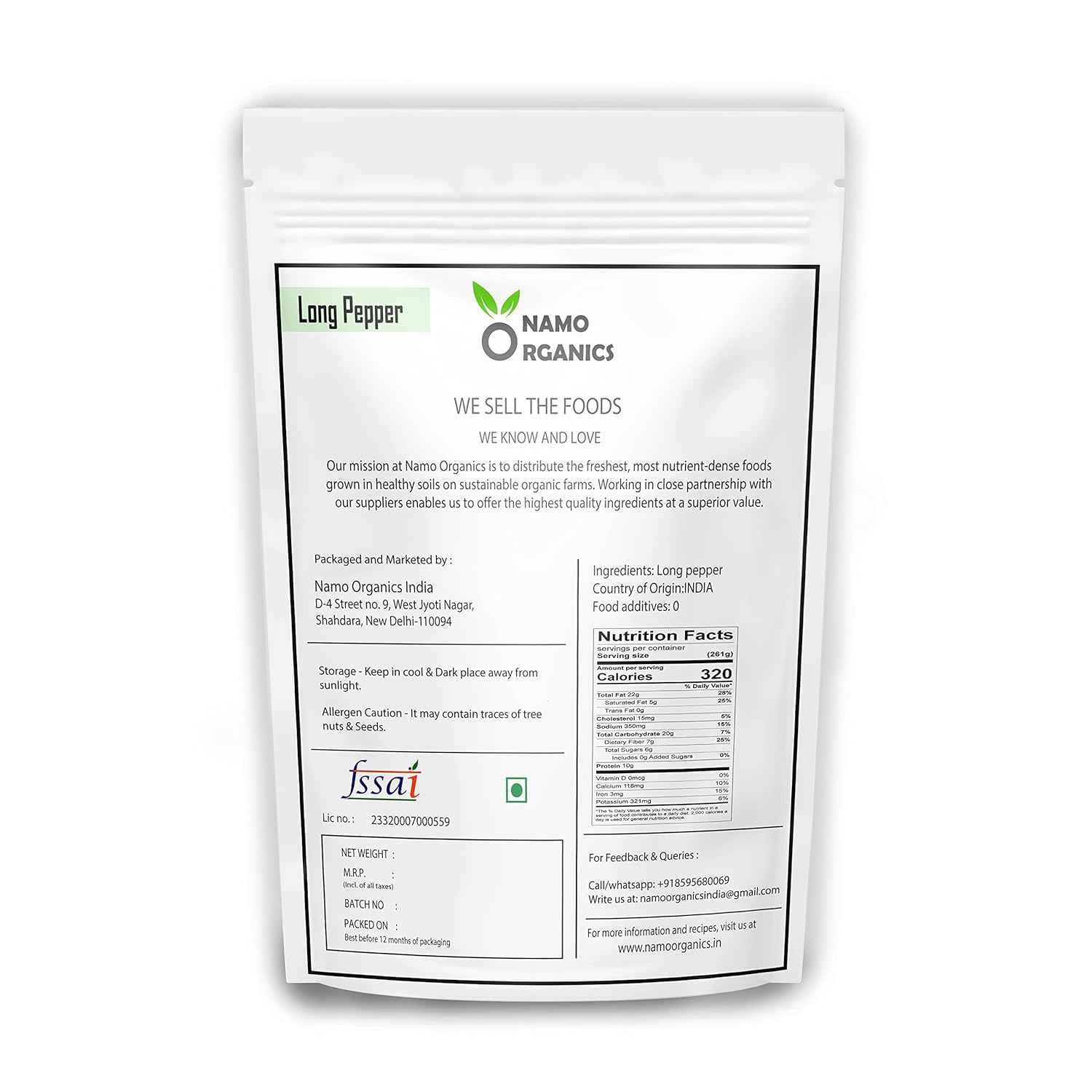 Namo Organics Whole Long Pepper