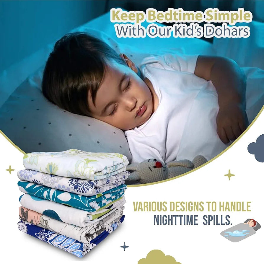 Divine Casa Floret 100% Cotton Single Kids Dohar 120 GSM Soft & Lightweight Throw Blanket Colour Lemon Drop