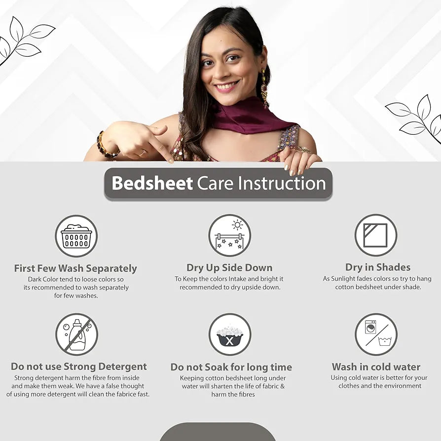 Divine Casa 100% Cotton Bedsheet for Single Bed 144 TC Bedsheet Single Size Bed Cotton with 1 Pillow Cover Colour Rose Pink