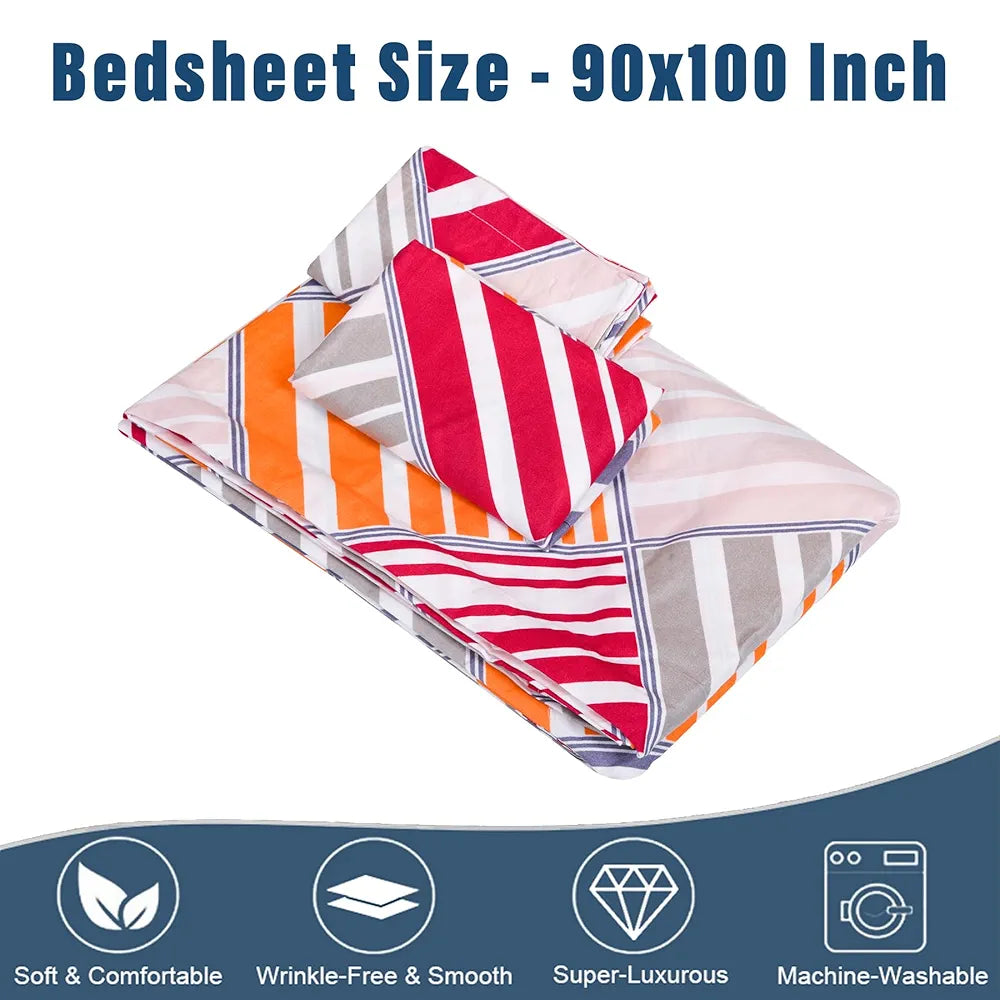 Kuber Industries Double Bedsheet with 2 Pillow Covers Cotton Double Bed Sheet Set New Zig Zag Bedsheet White