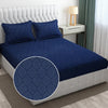 Fresh From Loom Printed Double Bedsheet King Size Microfiber Wrinkle Free With 2 Pillow Covers 144 TC Navy-Blue Damas