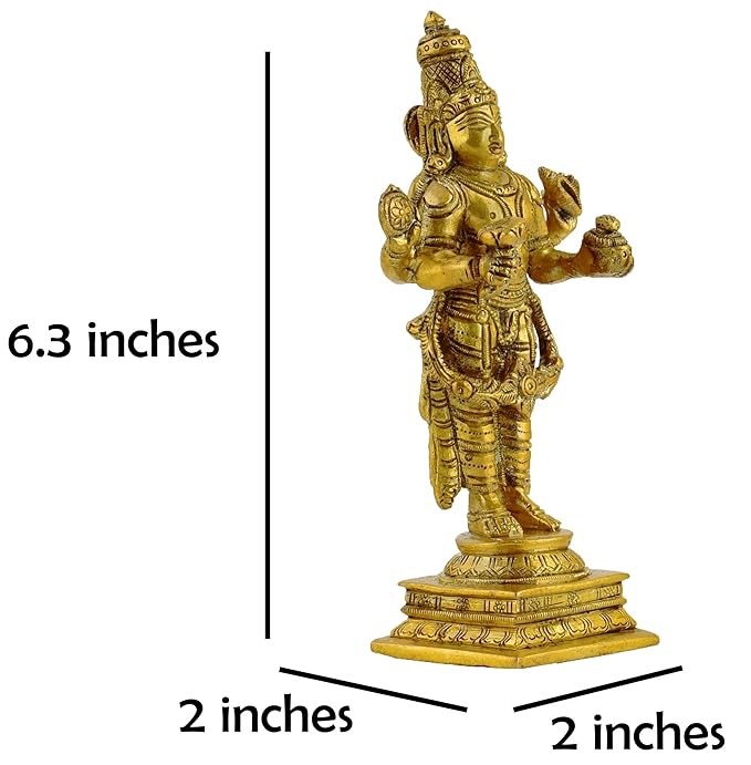 The Advitya Brass Lord Dhanvantari Statue| Lord Vishnu/ God of Ayurveda/medicine Idol | Murti Dhanvantri Dev for Puja Temple Home Office