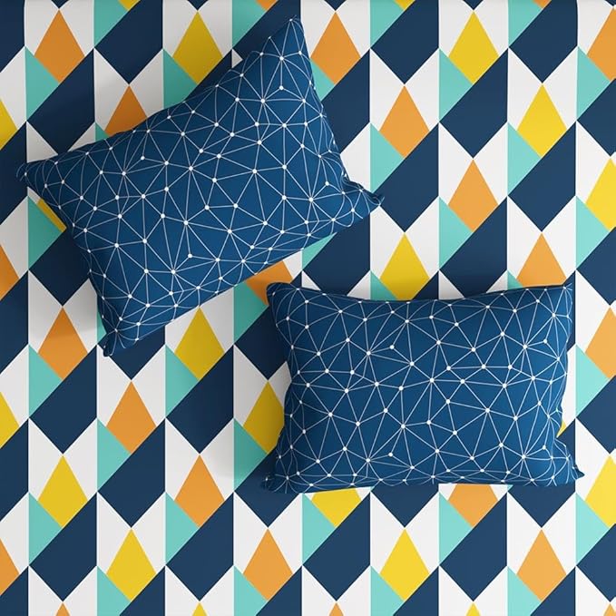 Wakefit Bedsheet for King Size Bedsheet King Size Bed Cotton 2 Pillow Covers Elastic Fitted Sheet Nicole Colour