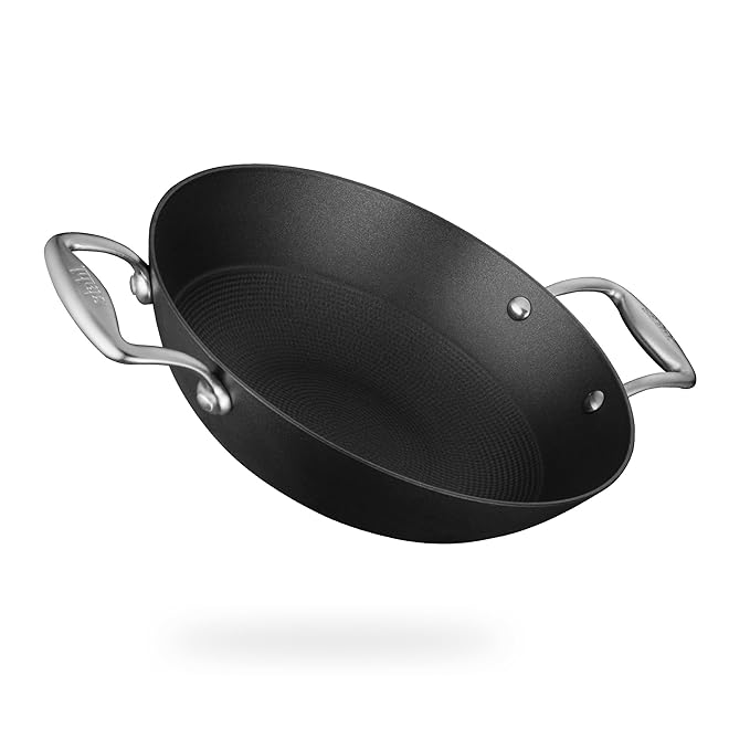 Stahl Blacksmith Hybrid Enamelled Cast Iron Kadhai, Rust Proof Kadai for Cooking - 1.3 L, 20 cm - 1140 gms