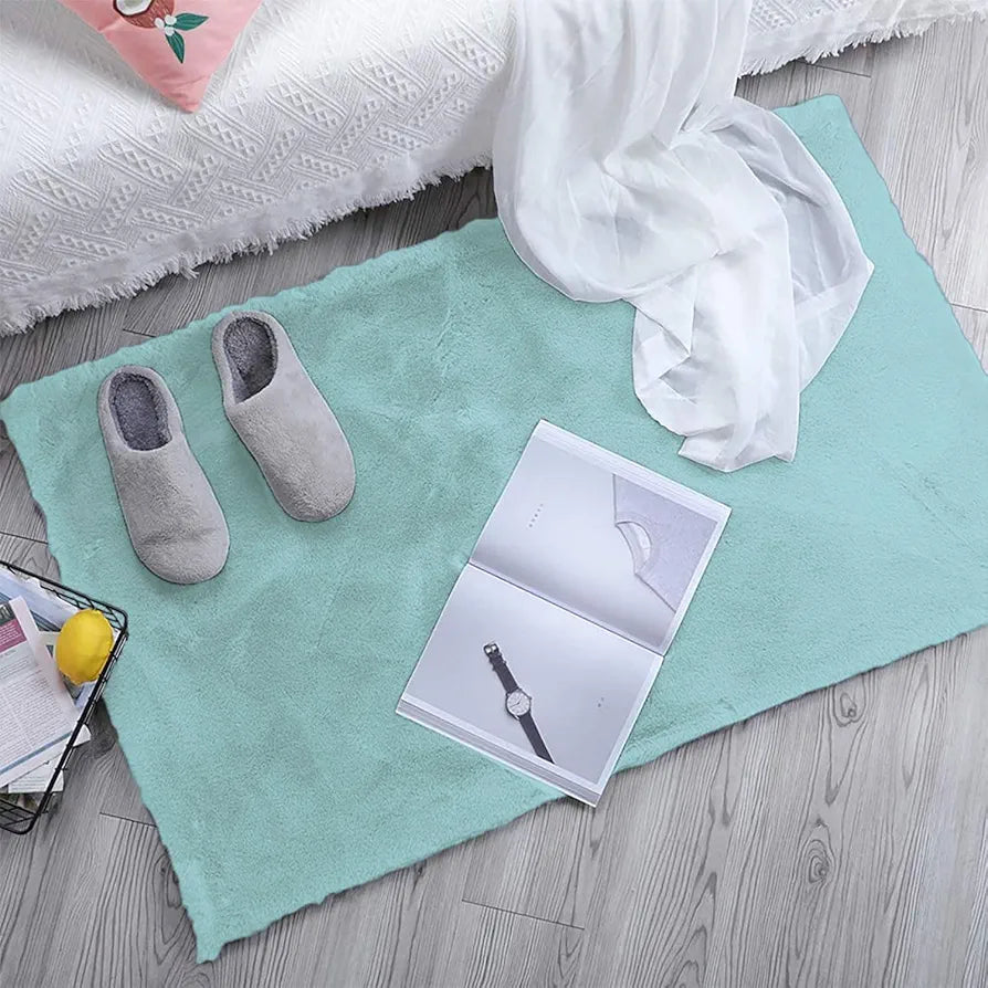 Luxe Home Bath Mat Super Soft Anti Skid Rabbit Fur  Bathroom Mats Colour Turquish