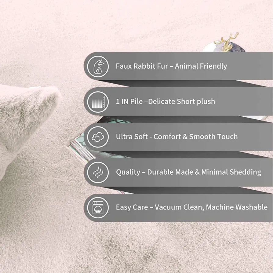 Luxe Home International Rectangular Bath Mat Super Soft Anti Skid Rabbit Fur  Bathroom Mats Rug Colour Skin