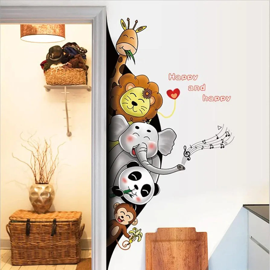 Jaamso Royals Animal Black Holewall Stickers for Kid Wall Stickers for Kids Room Animal Black Hole Aisle Porch Wallsticker