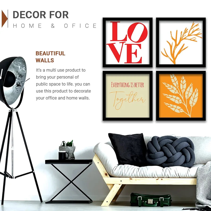Kotart Love Family Quotes Frames for Wall Decor Set of 4